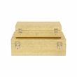 Pemberly Row Set of 2 Rectangular Box Set in Gold Faux Snakeskin