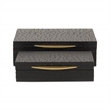 Pemberly Row Faux Ostrich Pattern Rectangular Box Set of 2 in Black