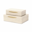 Pemberly Row Faux Ostrich Pattern Rectangular Box Set of 2 in Cream