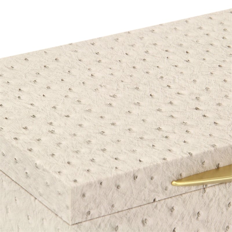 Pemberly Row Faux Ostrich Pattern Rectangular Box Set of 2 in Cream