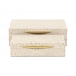 Pemberly Row Faux Ostrich Pattern Rectangular Box Set of 2 in Cream
