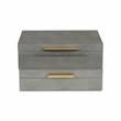 Pemberly Row Rectangular Decorative Box Set of 2 in Gray Faux Shagreen