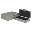 Pemberly Row Rectangular Decorative Box Set of 2 in Gray Faux Shagreen