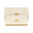Pemberly Row Vinyl Rattan Rectangular Box Set of 2 in White with Gold Metal Base