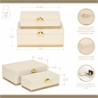 Pemberly Row Vinyl Rattan Rectangular Box Set of 2 in White with Gold Metal Base