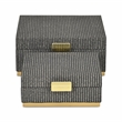 Pemberly Row Gray Woven Themed Square Box Set of 2 with Gold Metal Base