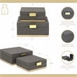 Pemberly Row Gray Woven Themed Square Box Set of 2 with Gold Metal Base