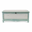Pemberly Row Shabby-Chic Seafoam Green Cushioned Wood Bench Chest with Storage