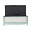 Pemberly Row Shabby-Chic Seafoam Green Cushioned Wood Bench Chest with Storage