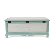 Pemberly Row Shabby-Chic Seafoam Green Cushioned Wood Bench Chest with Storage