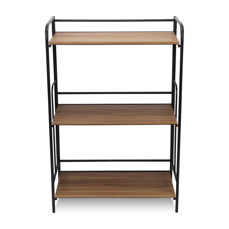 Pemberly Row Contemporary 3 Tier Brown and Black Storage Shelf