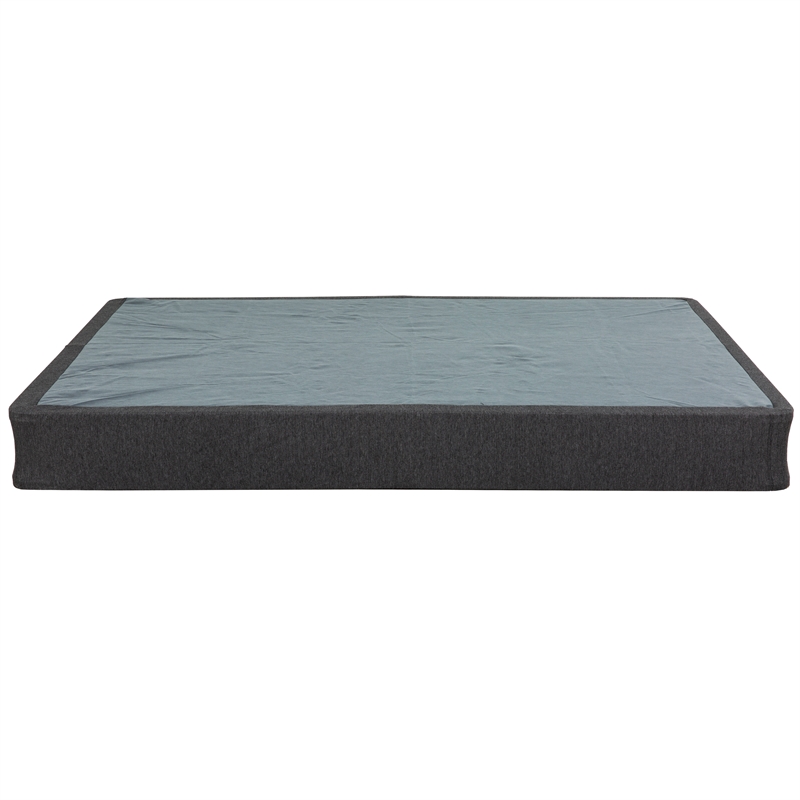 Pemberly Row Twin Fabric Upholstered Folding Foundation in Gray