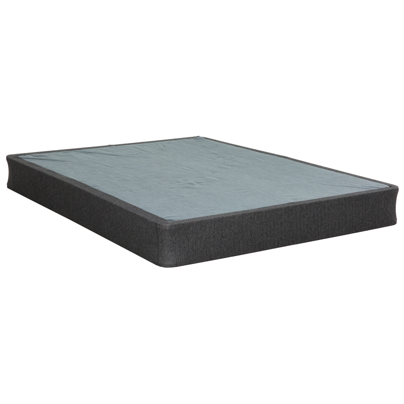 Pemberly Row Twin XL Fabric Upholstered Folding Foundation in Gray