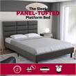 Pemberly Row Full Platform Bed with Padded Headboard in Gray