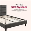 Pemberly Row Full Platform Bed with Padded Headboard in Gray