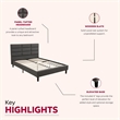Pemberly Row Full Platform Bed with Padded Headboard in Gray