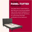 Pemberly Row Full Platform Bed with Padded Headboard in Gray