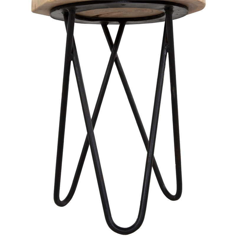 Pemberly Row Contemporary Live Edge Acacia Wood Side Table in Brown