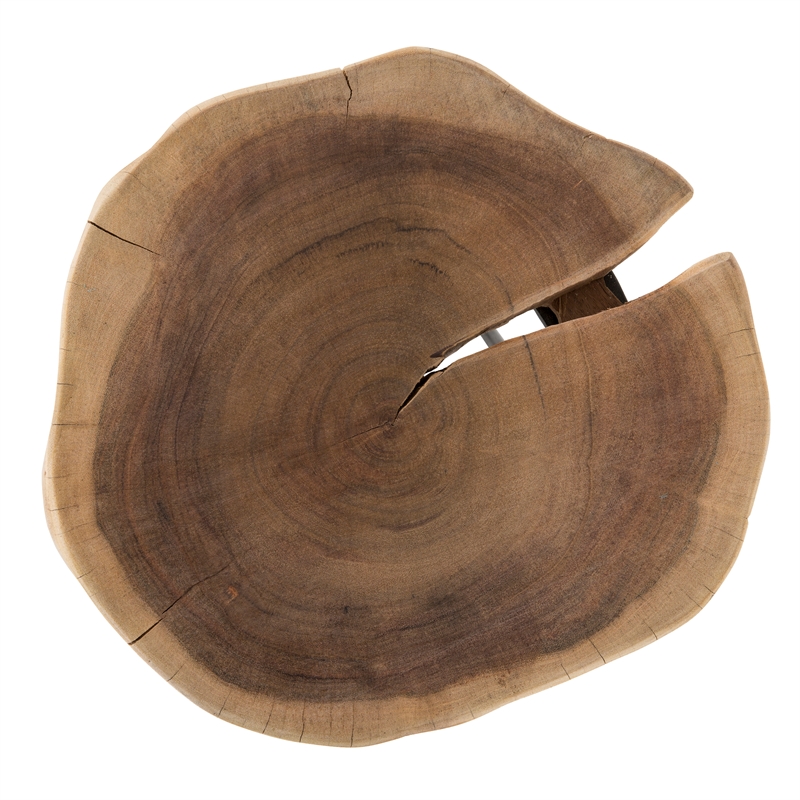 Pemberly Row Contemporary Live Edge Acacia Wood Side Table in Brown