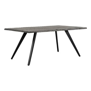 Pemberly Row 70&quot Live Edge Wood and Iron Dining Table in Gray