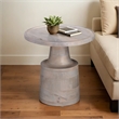 Pemberly Row White Mango Wood Pedestal Side Table with Natural Grain