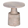 Pemberly Row White Mango Wood Pedestal Side Table with Natural Grain