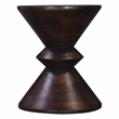 Pemberly Row Brown Mango Wood Round Pedestal Side Table Geometric Design