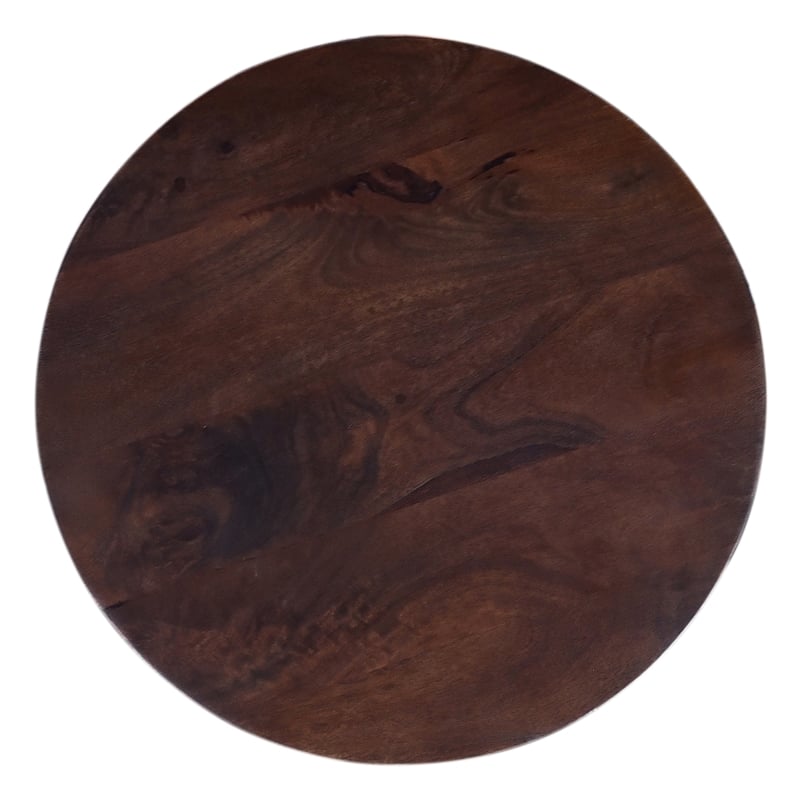 Pemberly Row Brown Mango Wood Round Pedestal Side Table Geometric Design