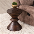 Pemberly Row Brown Mango Wood Round Pedestal Side Table Geometric Design
