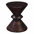 Pemberly Row Brown Mango Wood Round Pedestal Side Table Geometric Design