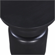Pemberly Row Brown Wood Round Pedestal Side Table Black Sculpted Design
