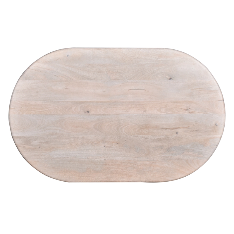 Pemberly Row Rustic Modern Wood Oval Side Table in Oak White