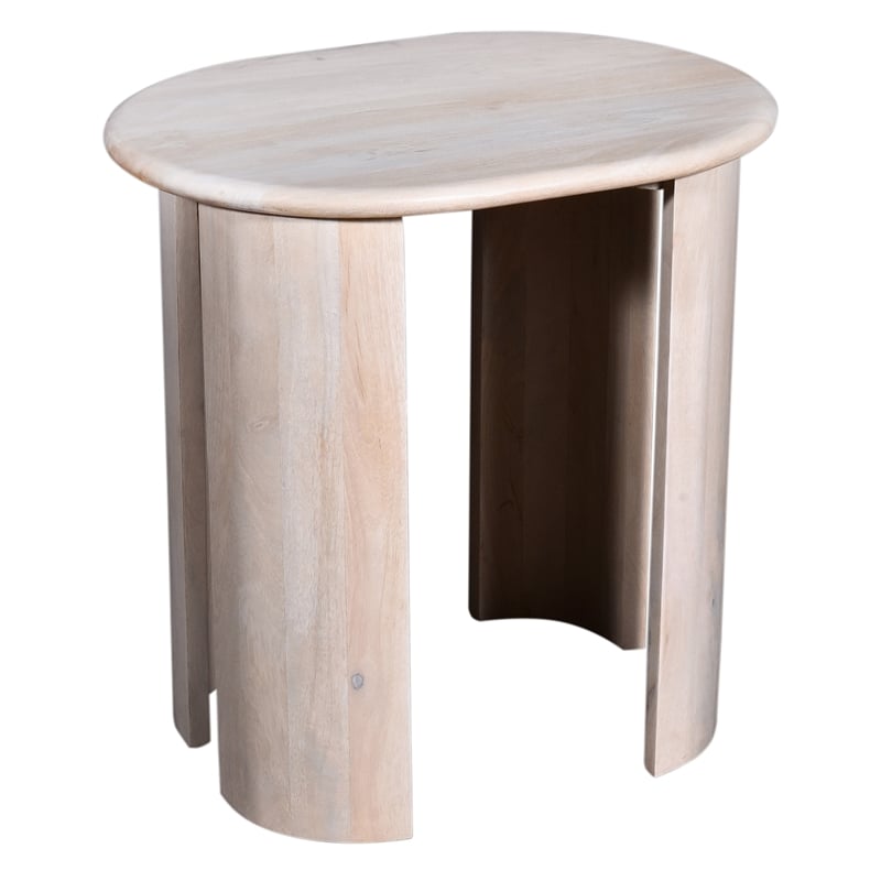 Pemberly Row Rustic Modern Wood Oval Side Table in Oak White