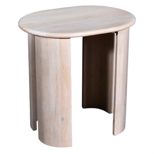Pemberly Row Rustic Modern Wood Oval Side Table in Oak White