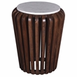 Pemberly Row Contemporary Brown Acacia Wood and White Marble End Table