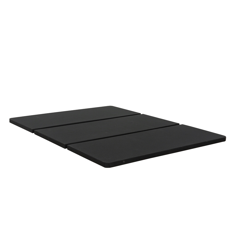 Pemberly Row Black Upholstered Queen Platform Bed Frame of Steel