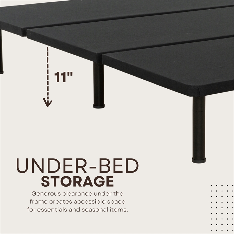 Pemberly Row Black Upholstered Twin Platform Bed Frame of Steel