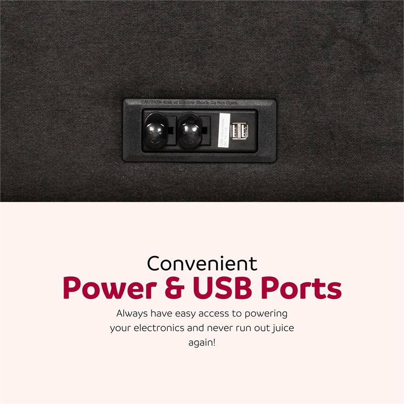 Pemberly Row 54-inch Dark Gray Twin Sleeper Sofa with USB Ports