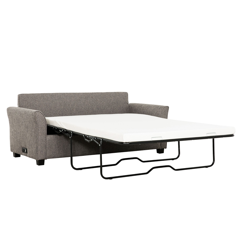 Pemberly Row Contemporary 73-inch Dark Gray Full Sofa Bed with USB Ports