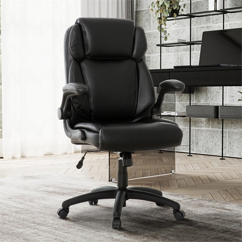 Pemberly Row Ergonomic Swivel Office Chair with Flip-Up Arms