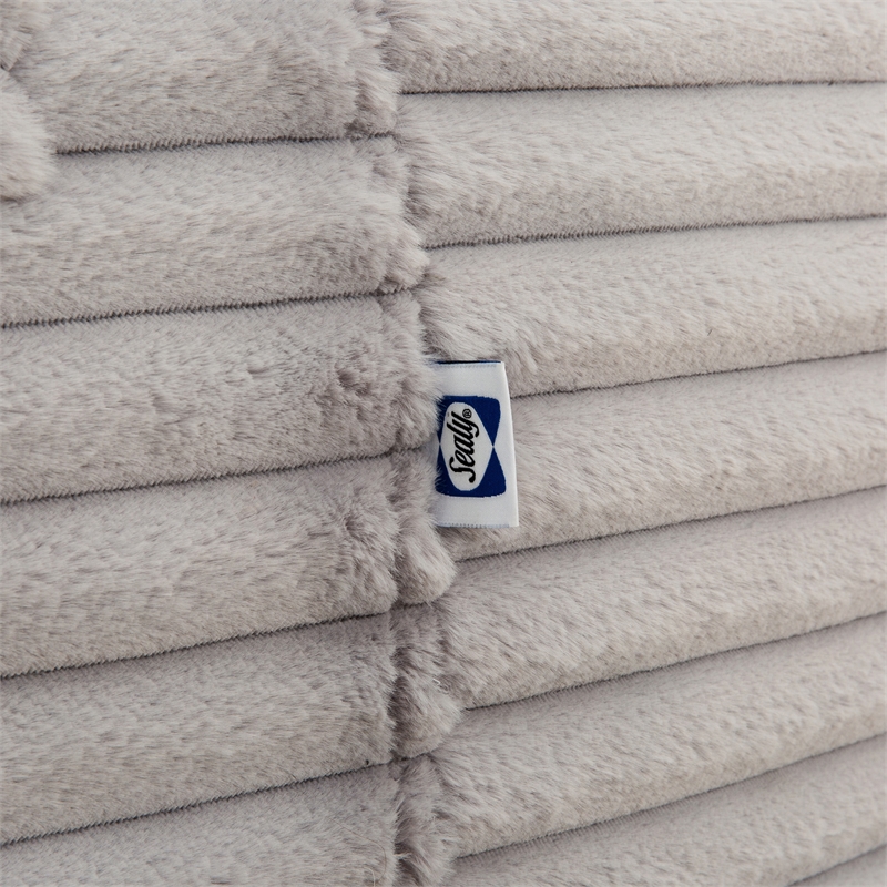 Pemberly Row 6 ft. Gray Faux Mink Bean Bag with Shredded Foam