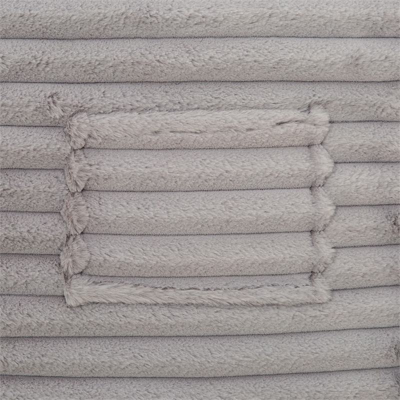 Pemberly Row 6 ft. Gray Faux Mink Bean Bag with Shredded Foam