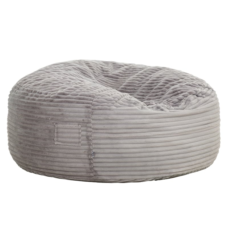 Pemberly Row 6 ft. Gray Faux Mink Bean Bag with Shredded Foam