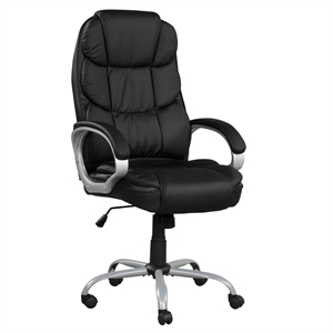 Pemberly Row Black PU High Back Office Task Chair with Swivel