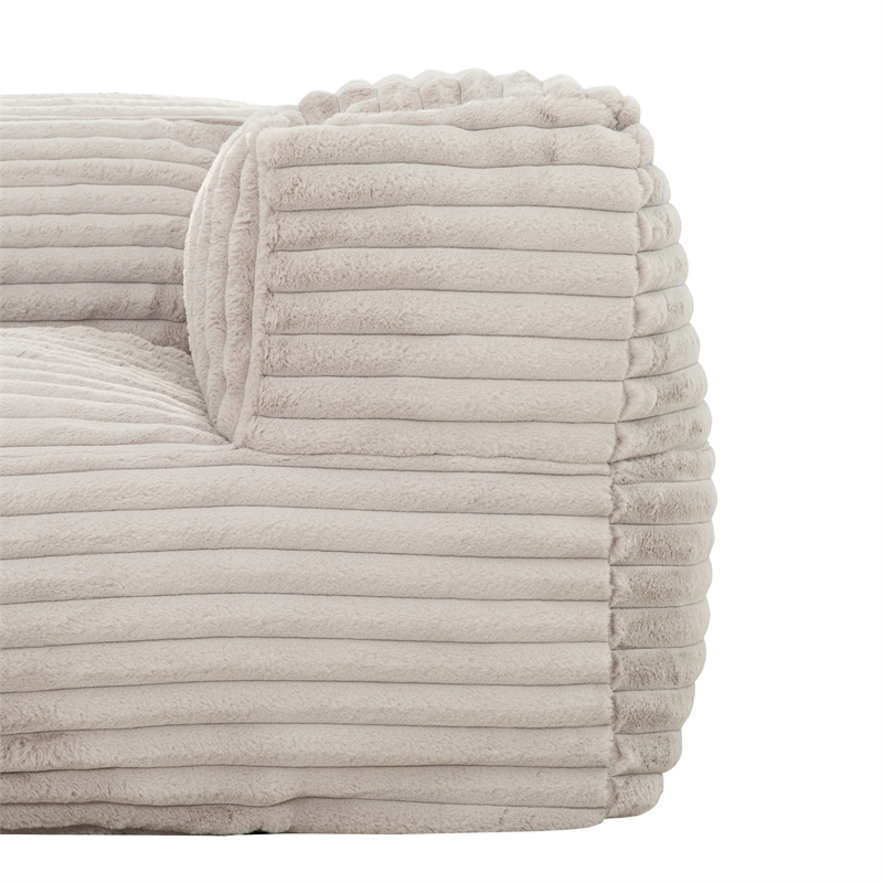 Pemberly Row Taupe Corduroy Memory Foam Bean Bag Sofa Shredded Foam
