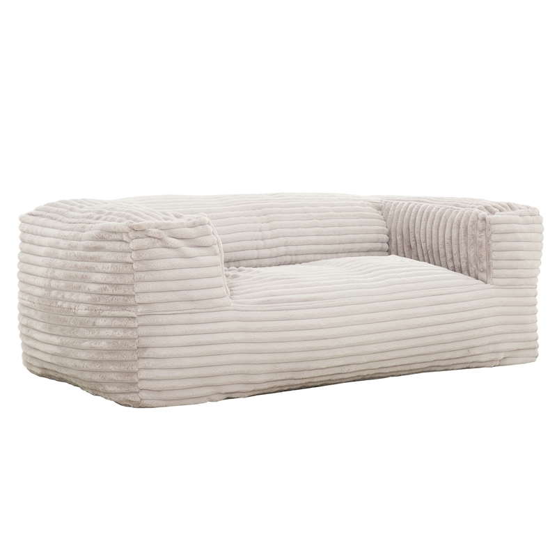 Pemberly Row Taupe Corduroy Memory Foam Bean Bag Sofa Shredded Foam