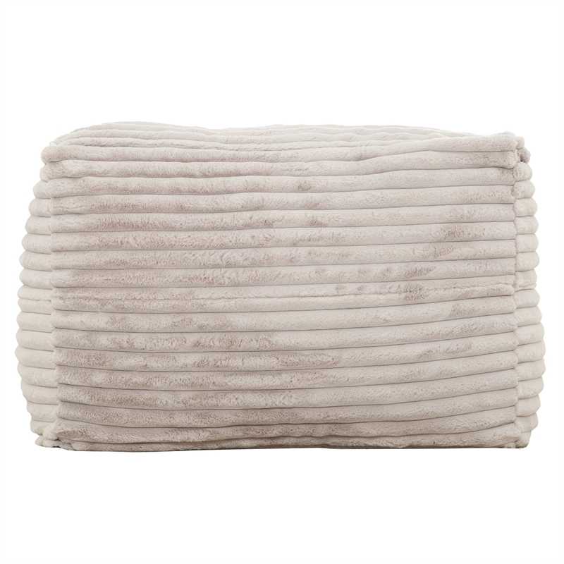 Pemberly Row 2-in-1 Beige Shredded Foam Bean Bag Chair with Pillow