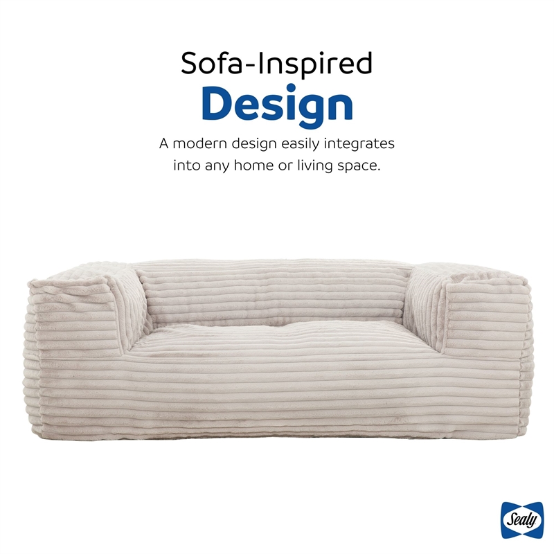 Pemberly Row 2-in-1 Beige Shredded Foam Bean Bag Chair with Pillow