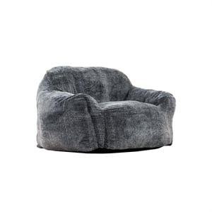 Pemberly Row Blue Faux Fur Bean Bag with Shredded Memory Foam