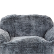Pemberly Row Blue Faux Fur Bean Bag with Shredded Memory Foam